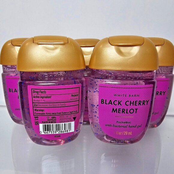 5 BLACK CHERRY MERLOT Bath Body Works Anti Bacterial Hand Gel 1oz Pocketbac New - Picture 4 of 5